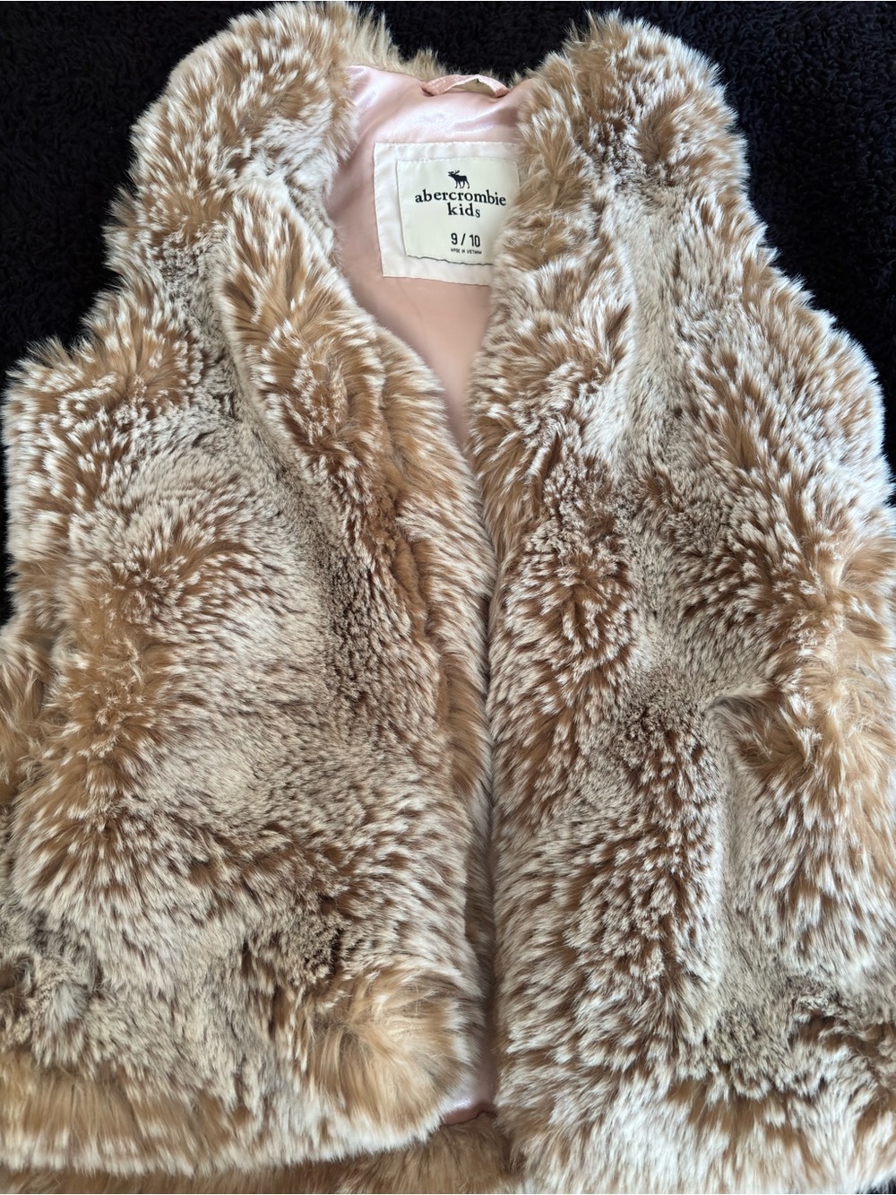 abercrombie kids Plush Faux Fur Teddy Jacket in Light Brown
